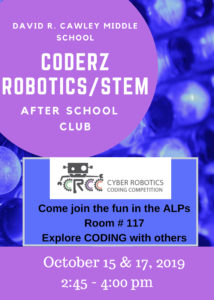 David R. Cawley Middle School Coderz Robotics/STEM after school club